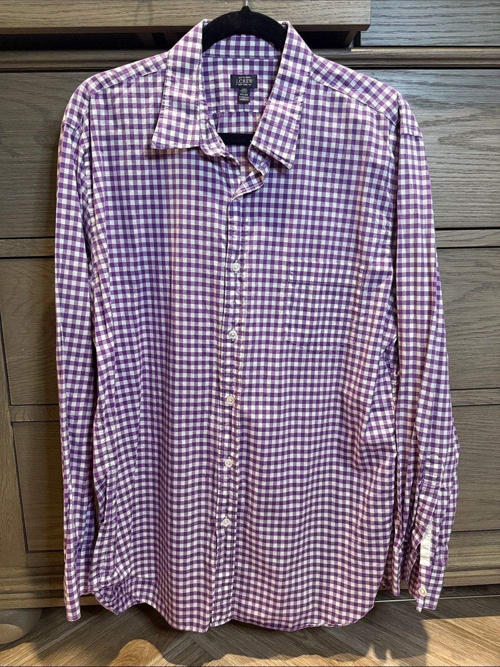 J. Crew Purple and White Gingham Button-Down Shirt